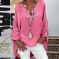 Woman Long Sleeve Boho Top Linen Blouse