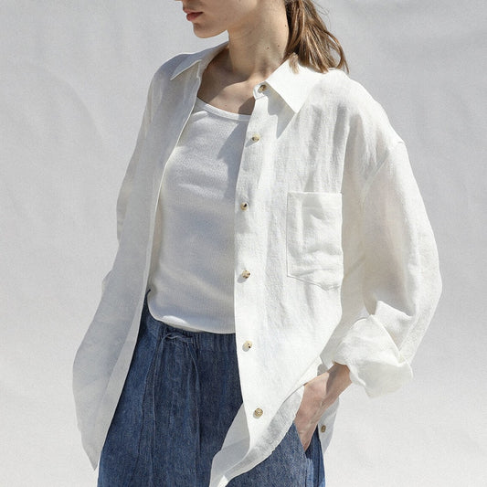 Women's Long Sleeve Casual Linen Oversized Shirt