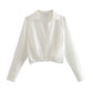 Women Long Sleeve Linen Crop Blouses
