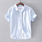 Men's Short Sleeve Turn-down Collar - Cotton Linen Shirts