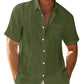 Men's Short Sleeve Turn-down Collar Cotton Linen Shirt