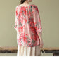 Women's V Neck Cotton Linen Thin Half Sleeve Shirts