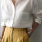 Women's Long Sleeve Cotton Linen Top Tunics Shirt