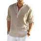 Men's Long Sleeve Cotton Linen Casual Shirt