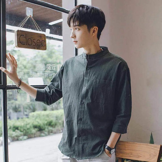 Men’s Cotton Linen Half Sleeve Shirt