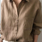 Women's Long Sleeve Cotton Linen Top Tunics Shirt