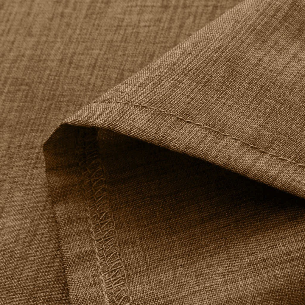 Men's Short Sleeve Button Tee Tops Cotton Linen Shirt