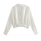 Women Long Sleeve Linen Crop Blouses