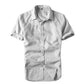 Men Short Sleeve Turn-Down Collar Cotton Linen Shirts