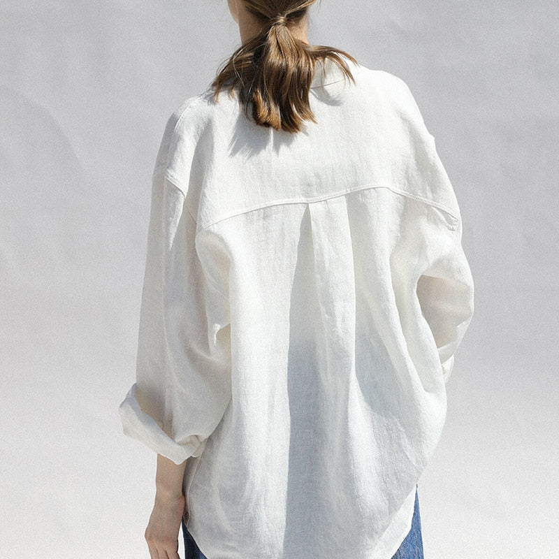 Women's Long Sleeve Casual Linen Oversized Shirt