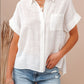 Women's Cotton Linen Shirt Women Short Sleeves Tops