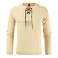 Men's Viking Embroidered Cotton Linen V-neck Shirt