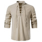 Men's Full Sleeve Mandarin Collar Cotton Linen Shirt