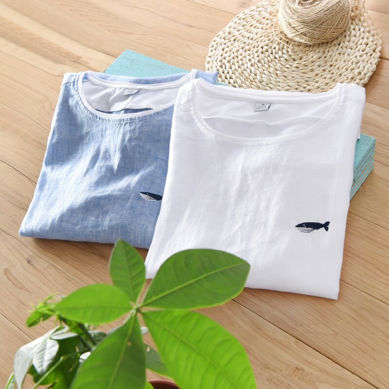 Men's Short Sleeve O-Neck  Cotton Linen T-shirts