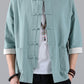 Men's Tang Suit Linen Half Sleeve Traditional Hanfu Shirt