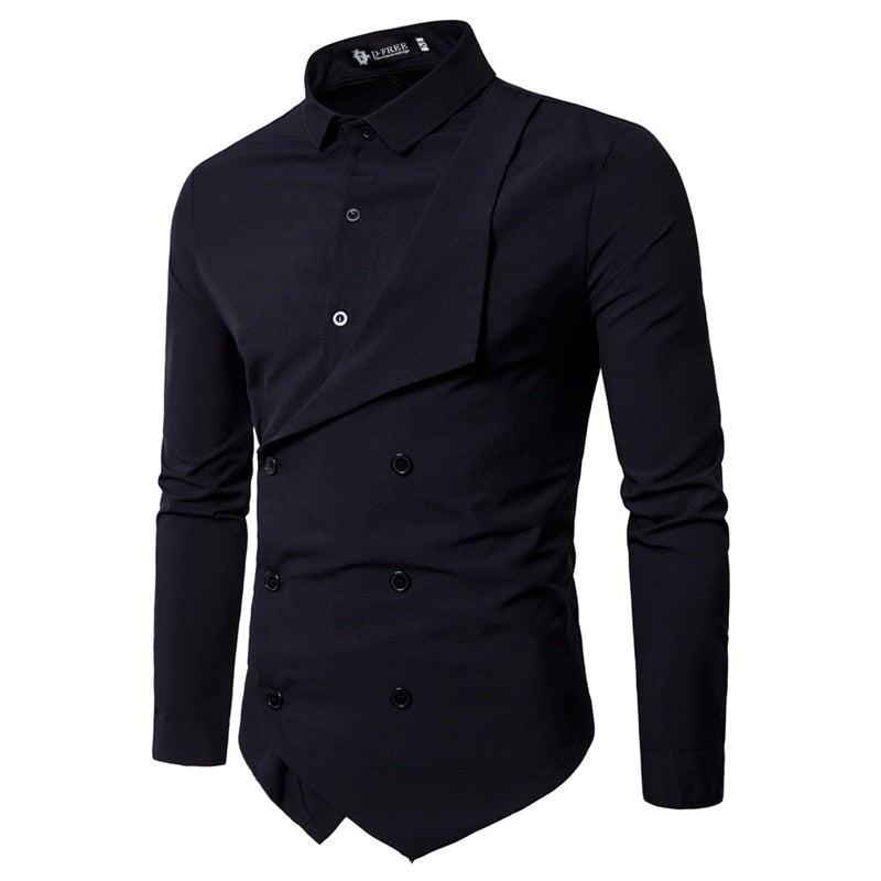 Men's Long Sleeve White Cotton Linen Casual Shirt
